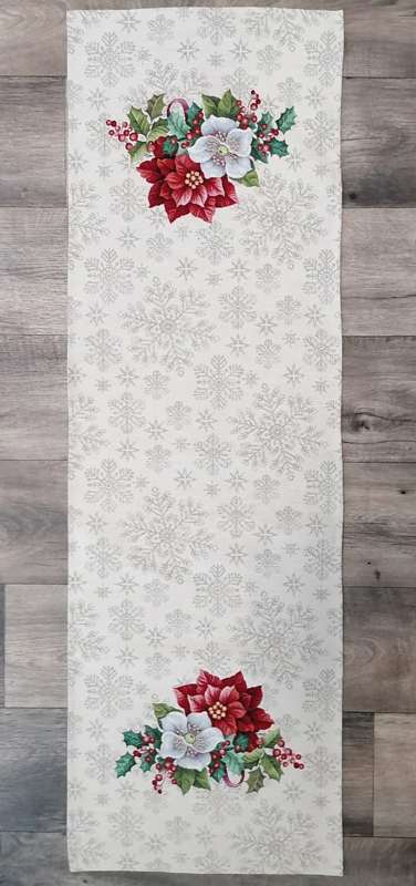 Gobelínový ubrus - Vánoční hvězda, vločky 45 x 140 cm