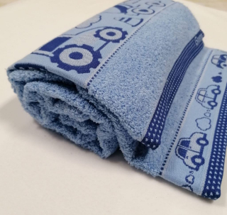 Dětská osuška modrá - Autíčka 70 x 125 cm