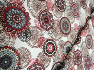 Bavlna - metráž - červené mandaly