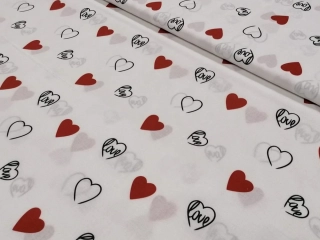 Bavlna - metráž - bílá srdíčka