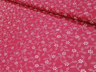 Bavlna - metráž - bordo, bílé květy