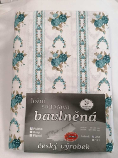 Bavlněné povlečení - Tyrkysové růže 2+2