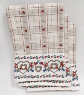 Sada - utěrky bavlněné - srdíčka