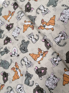 Bavlna - metráž - Psi a kočky