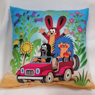 Povlak na polštářek 40 x 40 cm - Krtek v autíčku