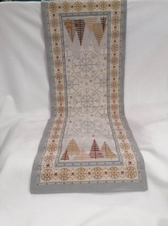 Gobelínový ubrus chenille - Vánoční stromy šedé 40 x 100 cm