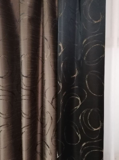 Dekorační látka oboustranná - barva tmavohnědá s černou