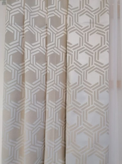 Dekorační látka oboustranná - barva režná, včelí plástve