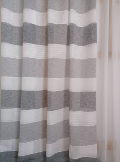 Dekorační látka oboustranná, lehká - Šedé pruhy