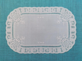 Prostírání - PVC ovál bílé průhledné květ