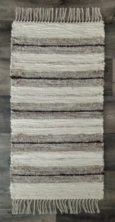 Kobereček tkaný - Slonovinová barva s šedým a černým pruhem 50 x 100 cm