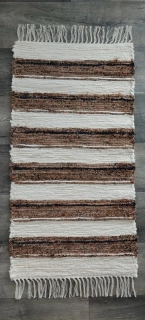 Kobereček tkaný - Slonovinová barva s širokým hnědým pruhem 50x100 cm