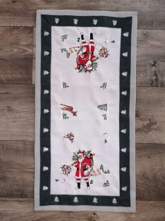 Vánoční vyšívaný ubrus - Santa Klaus 35 x 70 cm