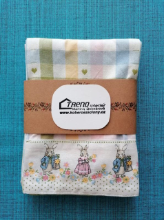 Sada - utěrky bavlněné - Zajíčci