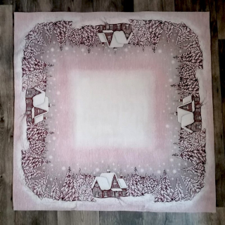 Gobelínový ubrus chenille - Zimní chaloupka 100 x 100 cm