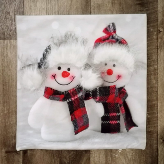 Vánoční povlak 3D na polštářek 40 x 40 cm - Dva sněhuláci