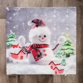 Vánoční povlak 3D na polštářek 40 x 40 cm - Sněhulák