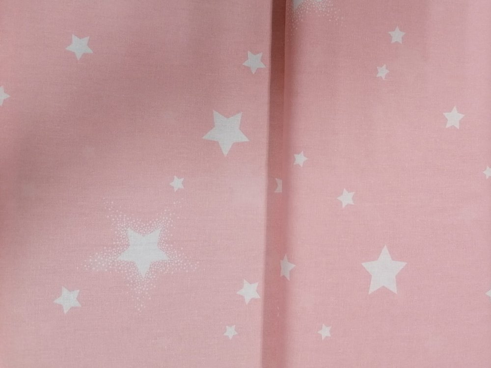 Bavlna - metráž - růžové hvězdy