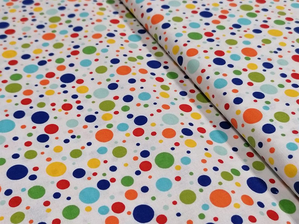 Bavlna - metráž - barevné puntíky