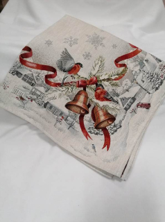 Gobelínový ubrus chenille - Vánoční zvonky 100 x 100 cm