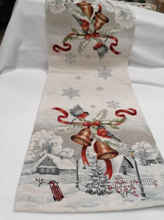 Gobelínový ubrus chenille - Vánoční zvonky 45 x 140 cm
